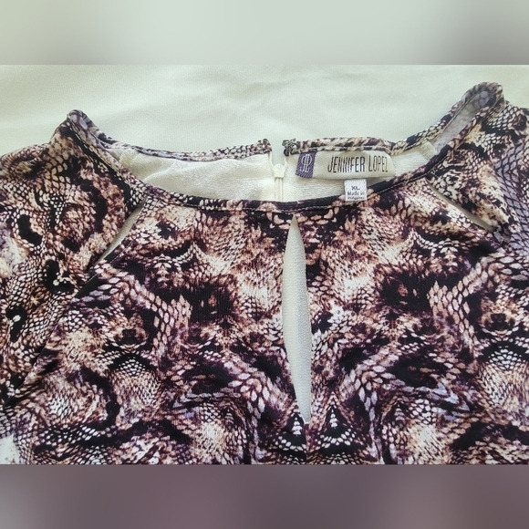 Jennifer Lopez NWT XL animal print ong sleeve midi dress, neckline cutouts - Picture 12 of 13